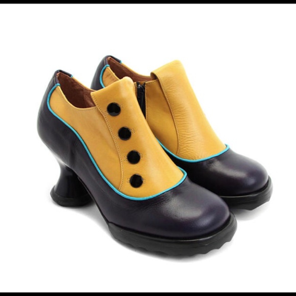 Fluevog Mini Bunny in navy yellow shoes 8